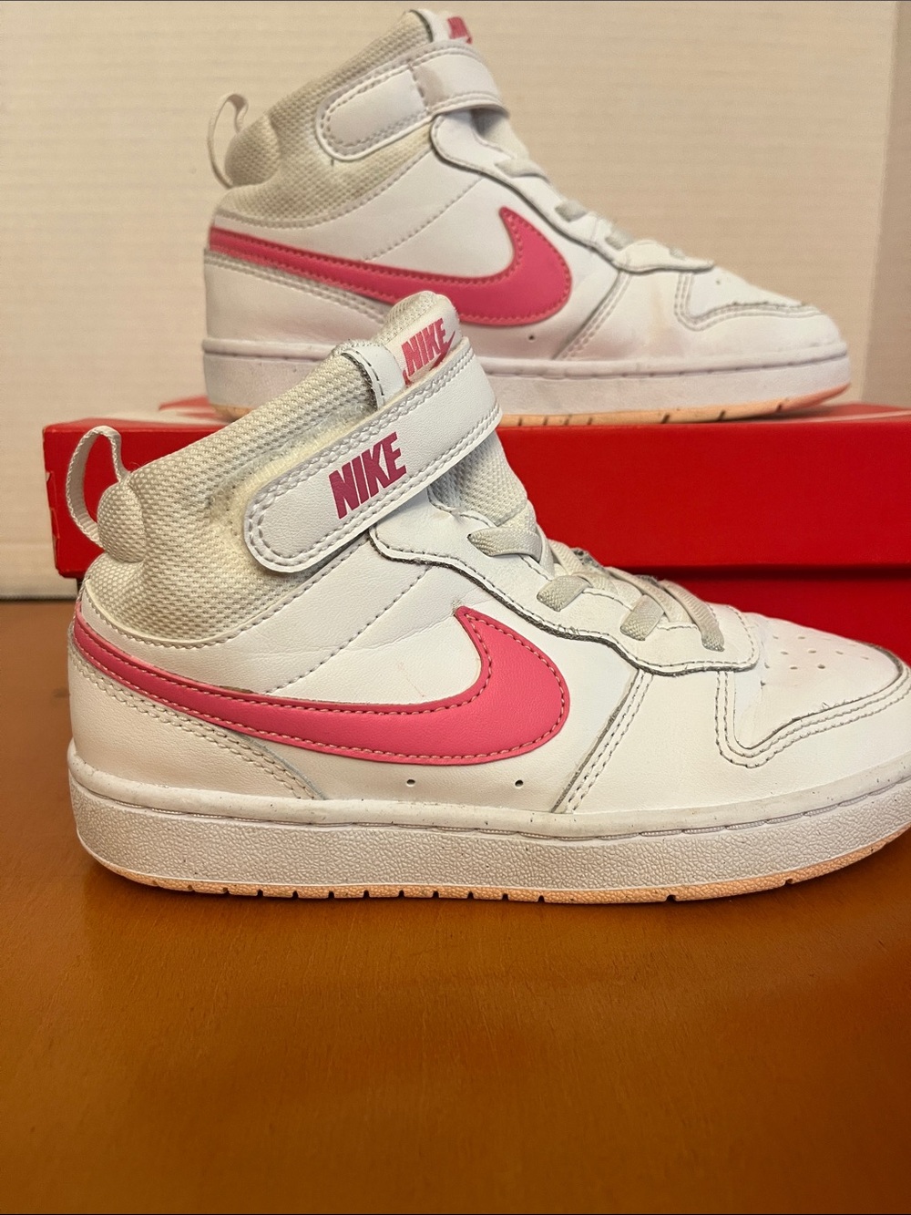 Nike Kids White & Pink High-Top Sneakers